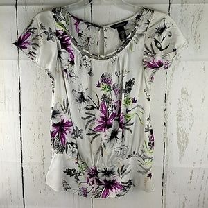 White House Black Market SZ Sml silk blend blouse